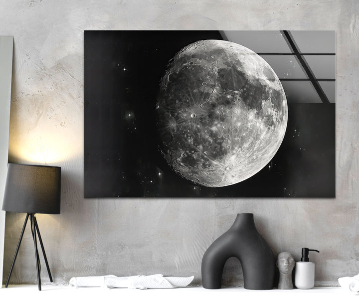 Beauty Full Moon Glass Wall Art photo print on glass, prints on glass wall art
