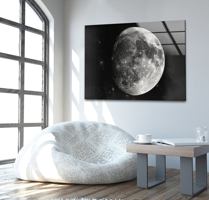 Beauty Full Moon Glass Wall Art custom glass photo prints, large glass prints
