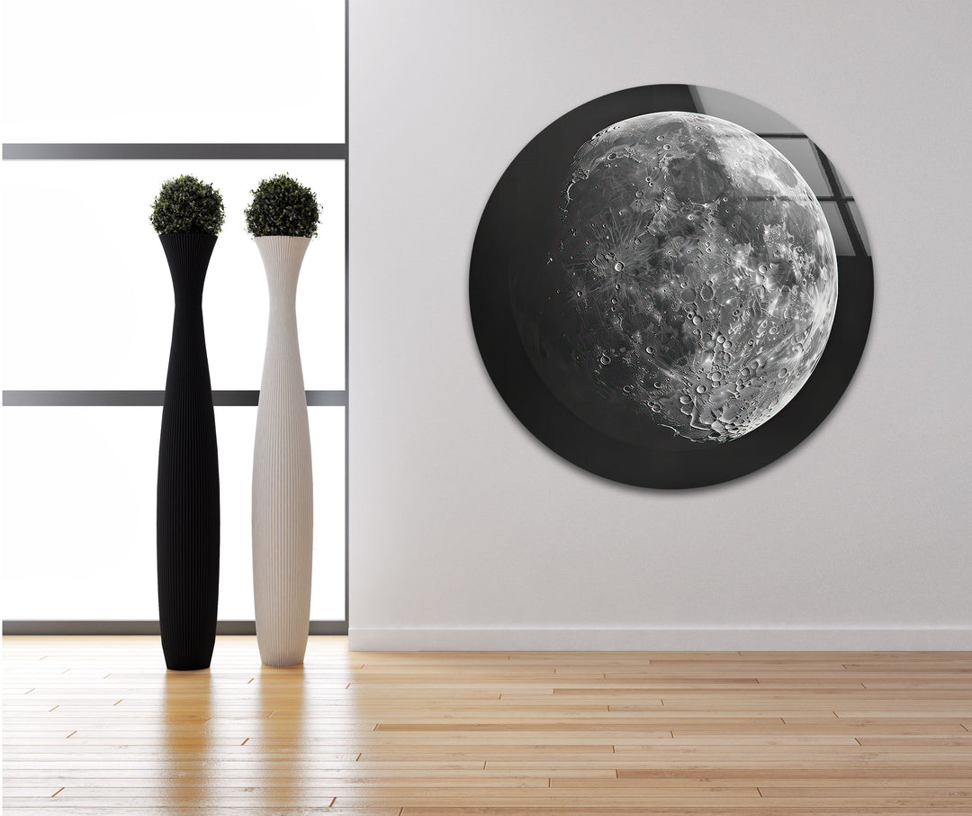 Full Moon View Glass Wall Art picture on glass wall art, photos printed on glass
