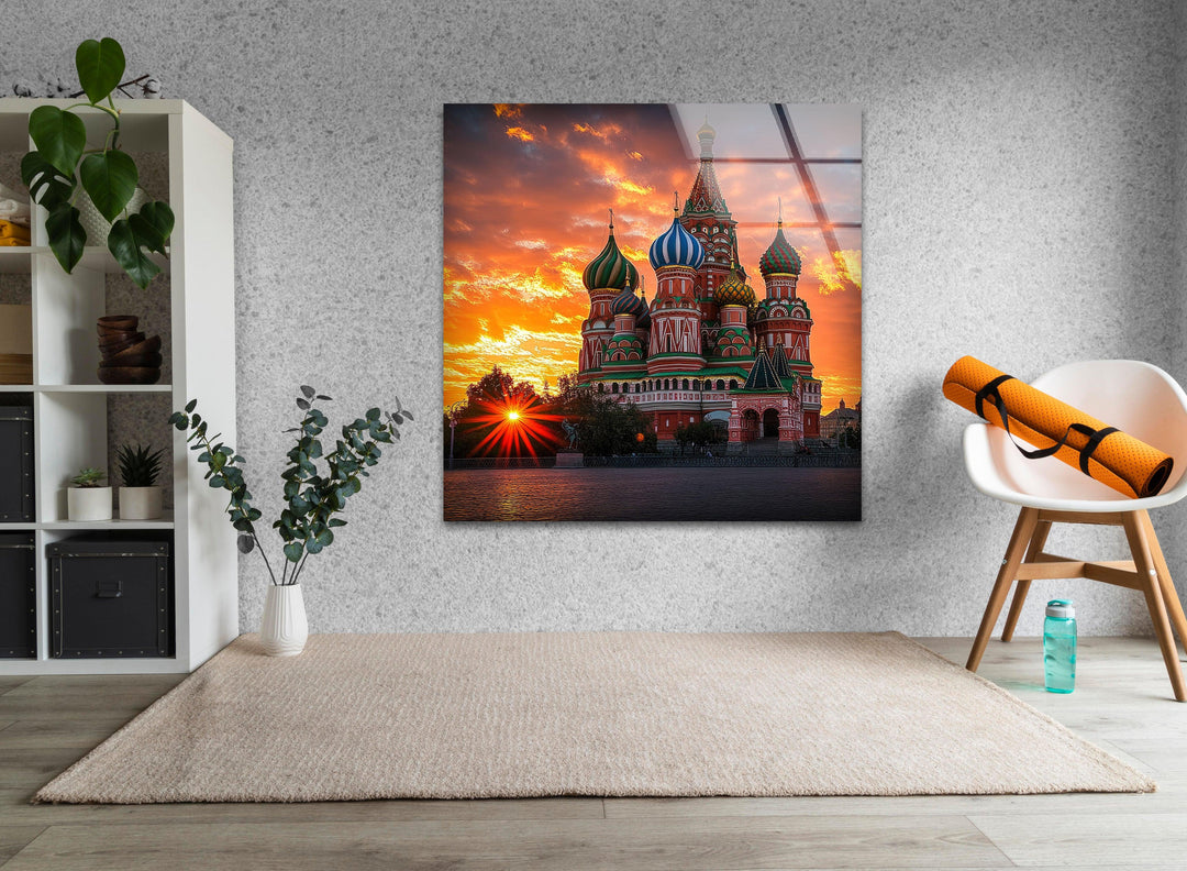 Moscow Saint Basils Cathedral Glass Wall Art print picture on glass, Tempered Glass Wall Art
