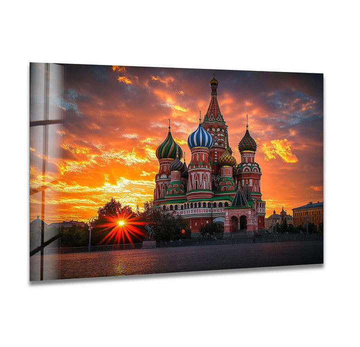 Moscow Saint Basils Cathedral Glass Wall Art custom glass photo prints, large glass prints
