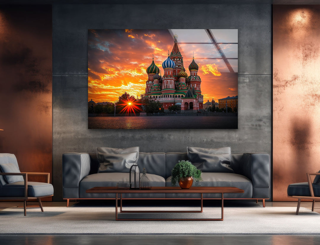 Moscow Saint Basils Cathedral Glass Wall Art glass art painting, glass art for the Wall
