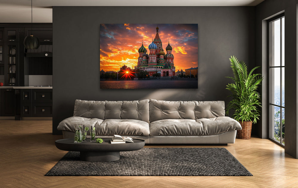 Moscow Saint Basils Cathedral Glass Wall Art picture on glass wall art, photos printed on glass
