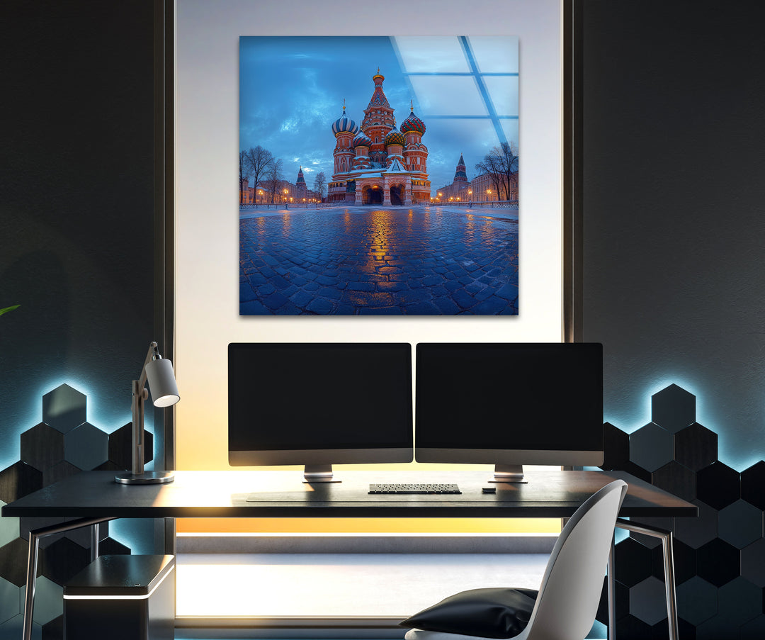 Moscow Blue Glass Wall Art print picture on glass, Tempered Glass Wall Art
