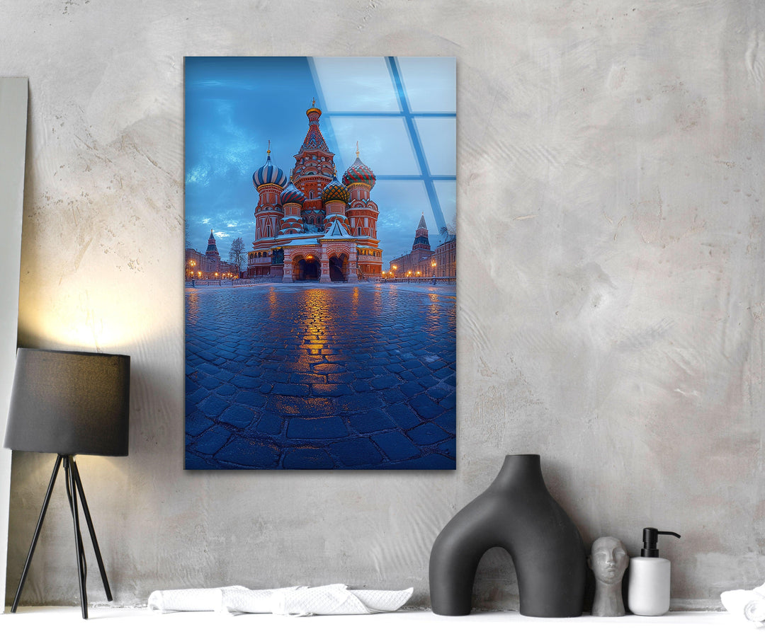 Moscow Blue Glass Wall Art glass art painting, glass art for the Wall
