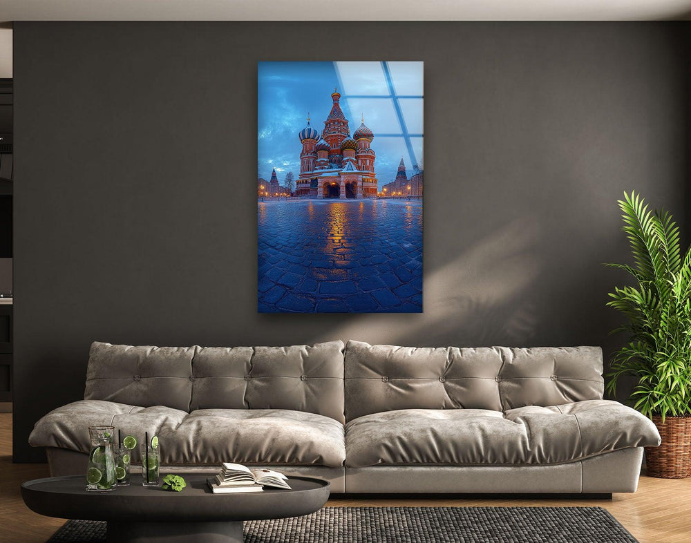 Moscow Blue Glass Wall Art custom glass photo prints, large glass prints
