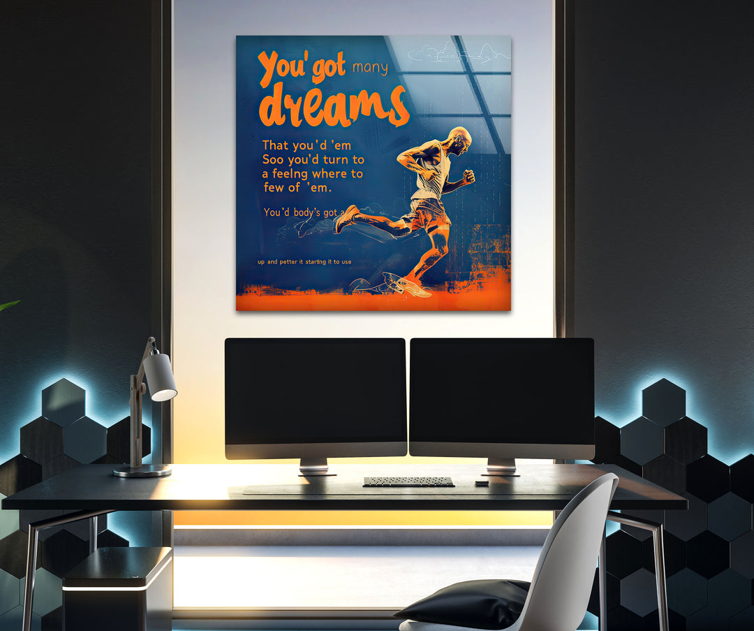 Motivational Runner Man Glass Wall Art Glass Printing Wall Art, Print photos on glass
