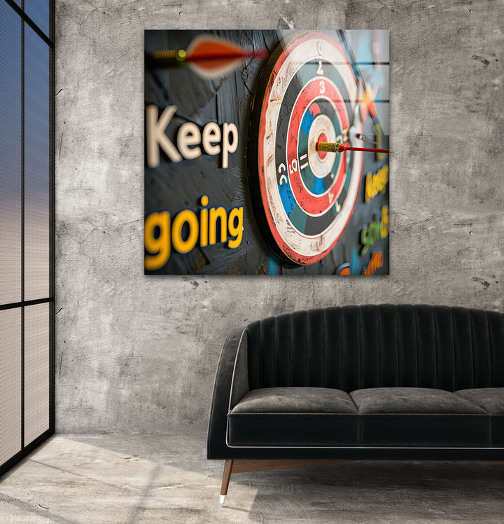 Keep Going Dart Glass Wall Art glass image printing, glass prints from photos
