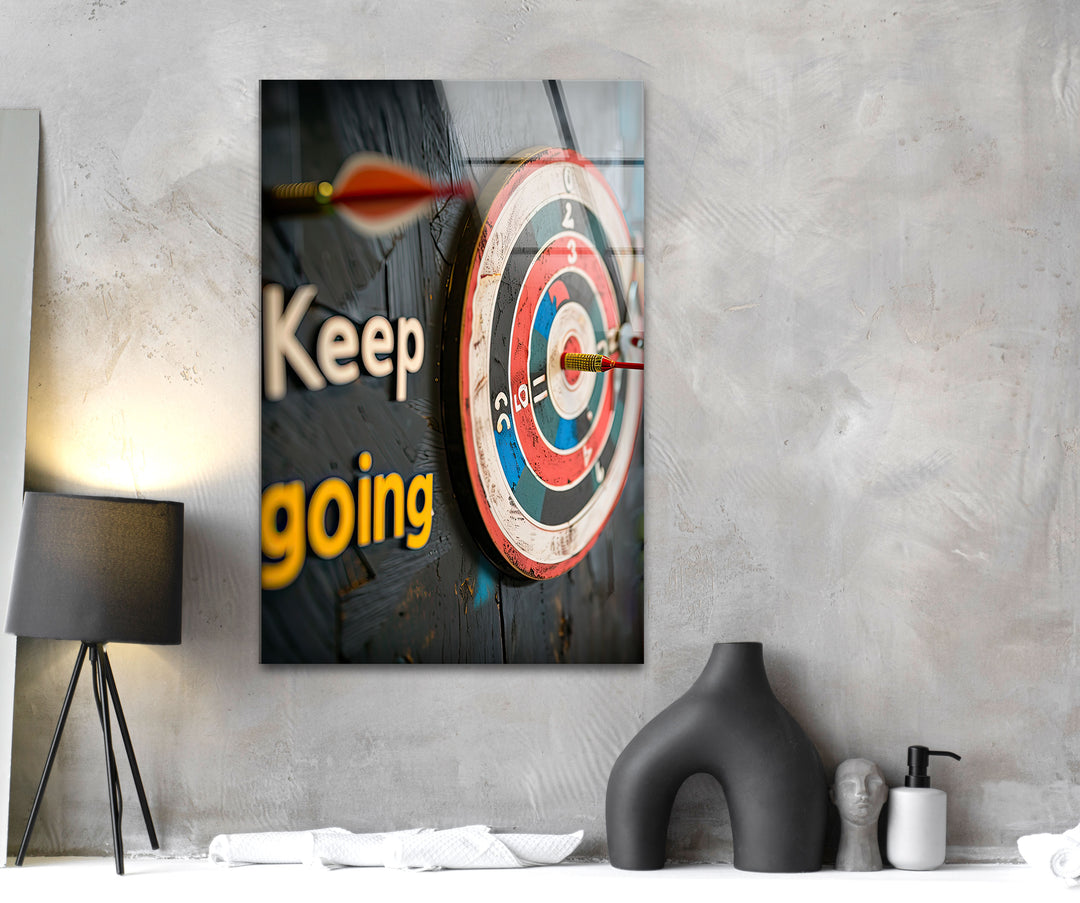 Keep Going Dart Glass Wall Art custom glass photo prints, large glass prints
