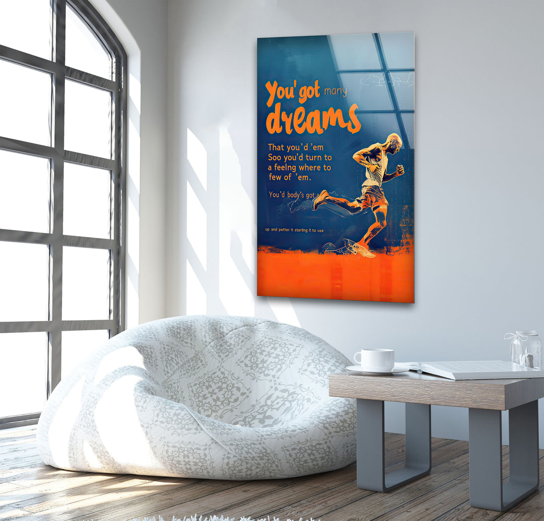 Motivational Runner Man Glass Wall Art photo print on glass, prints on glass wall art
