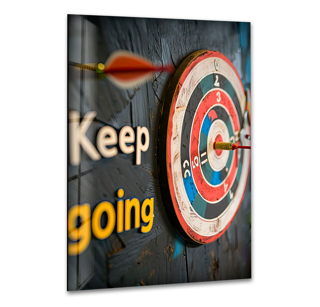 Keep Going Dart Glass Wall Art Glass Printing Wall Art, Print photos on glass
