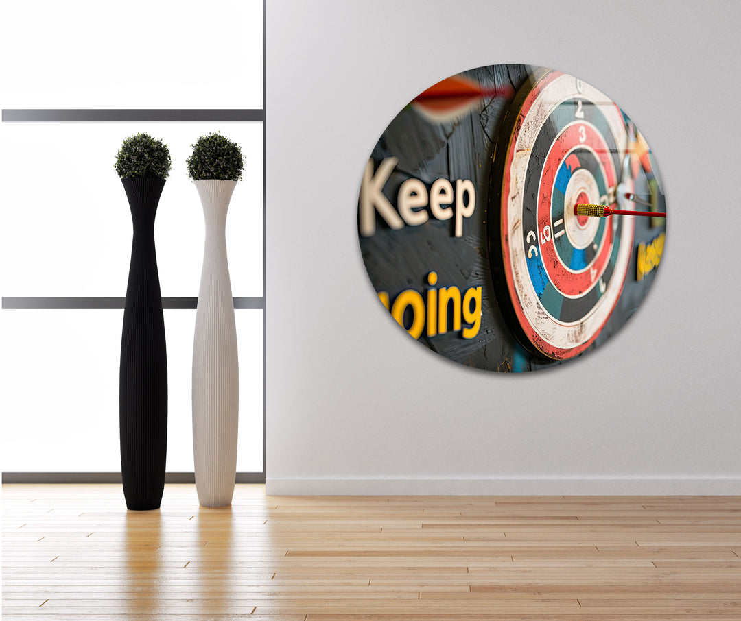 Keep Going Dart Glass Wall Art print picture on glass, Tempered Glass Wall Art
