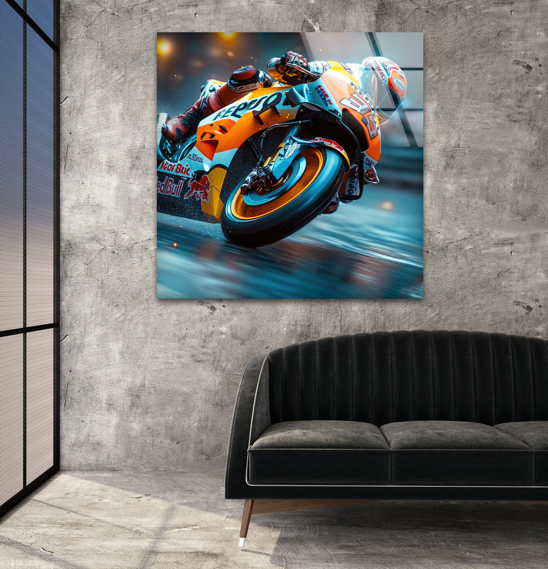 Motorcycle Race Tempered Glass Wall Art - MyPhotoStation