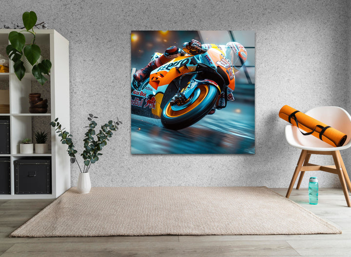 Motorcycle Race Tempered Glass Wall Art - MyPhotoStation