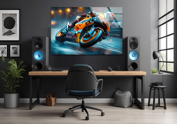 Motorcycle Race Tempered Glass Wall Art - MyPhotoStation