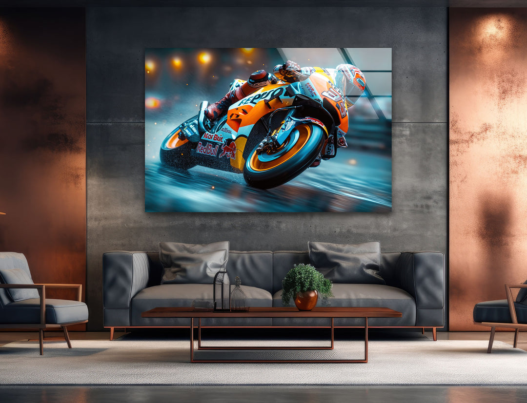 Motorcycle Race Tempered Glass Wall Art - MyPhotoStation