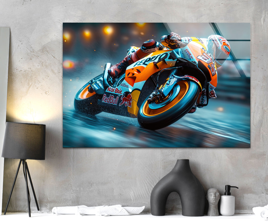 Motorcycle Race Tempered Glass Wall Art - MyPhotoStation