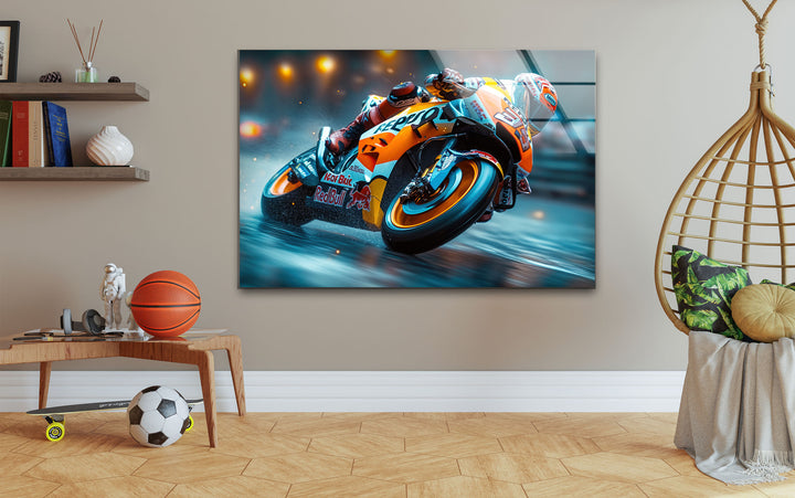 Motorcycle Race Tempered Glass Wall Art - MyPhotoStation