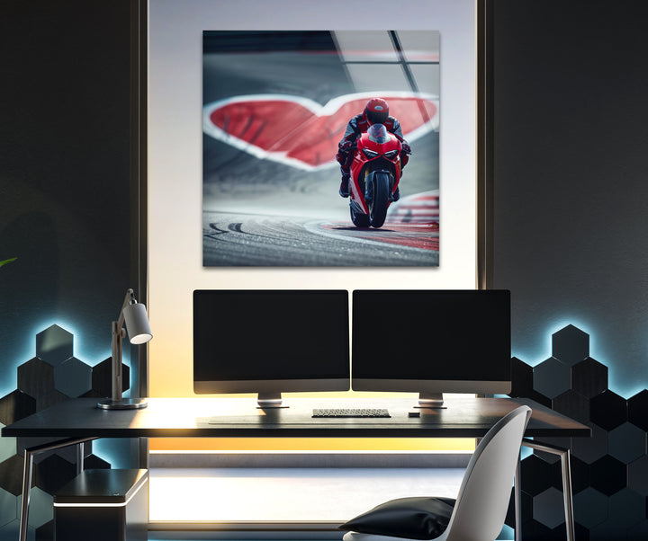 Motorcycle Racer Tempered Glass Wall Art - MyPhotoStation