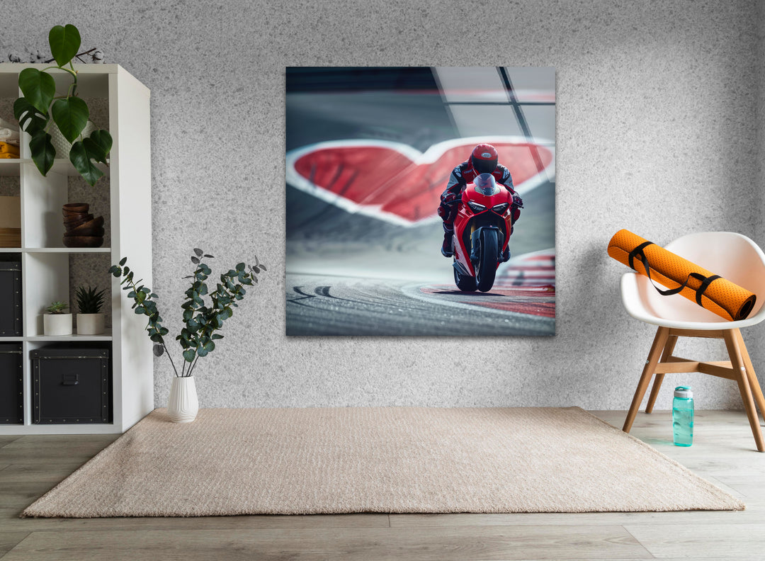 Motorcycle Racer Tempered Glass Wall Art - MyPhotoStation