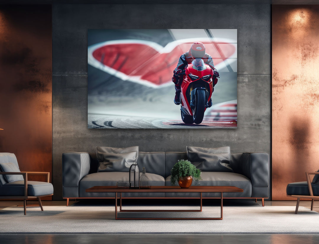 Motorcycle Racer Tempered Glass Wall Art - MyPhotoStation