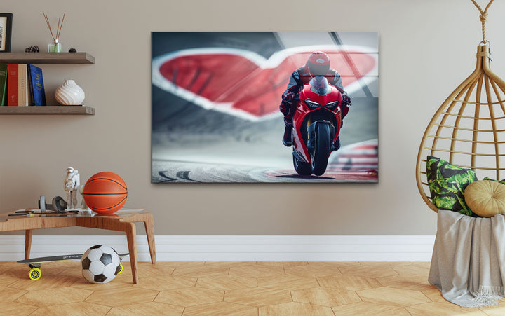 Motorcycle Racer Tempered Glass Wall Art - MyPhotoStation