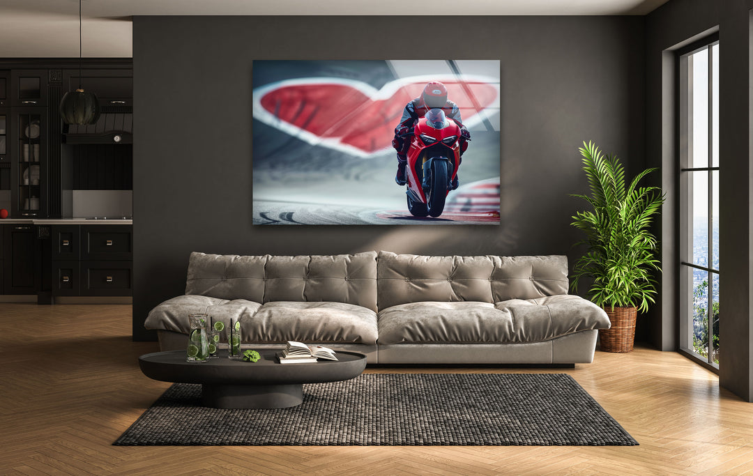 Motorcycle Racer Tempered Glass Wall Art - MyPhotoStation