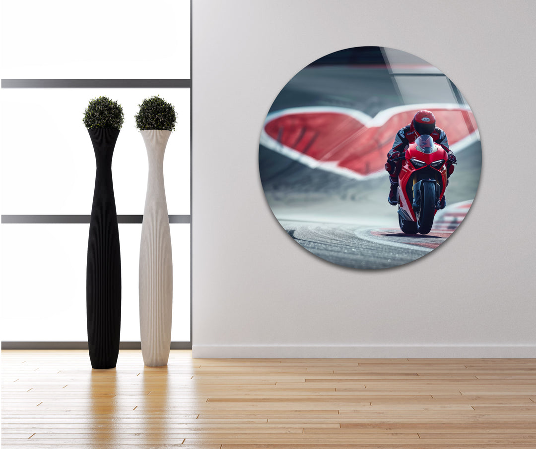 Motorcycle Racer Tempered Glass Wall Art - MyPhotoStation