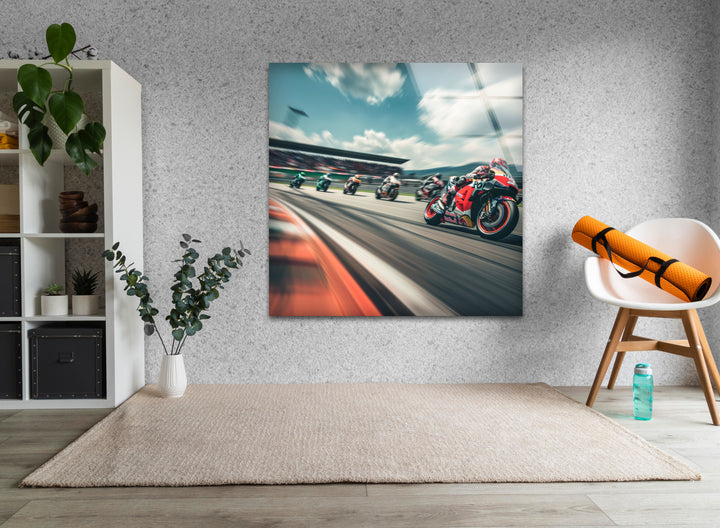 Motorcycle Racing Tempered Glass Wall Art - MyPhotoStation