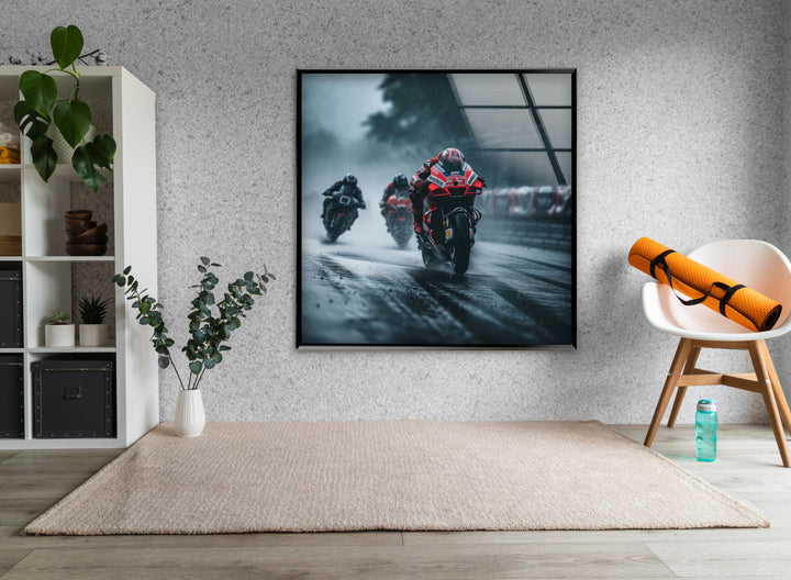 Motorcycle Racing Tempered Glass Wall Art - MyPhotoStation