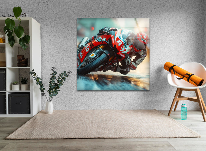 Motorcycle Racing Tempered Glass Wall Art - MyPhotoStation