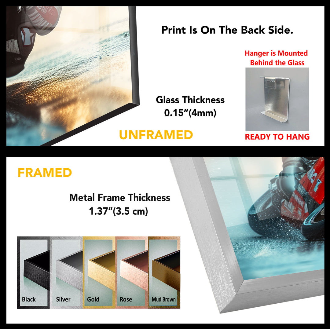 Motorcycle Racing Tempered Glass Wall Art - MyPhotoStation