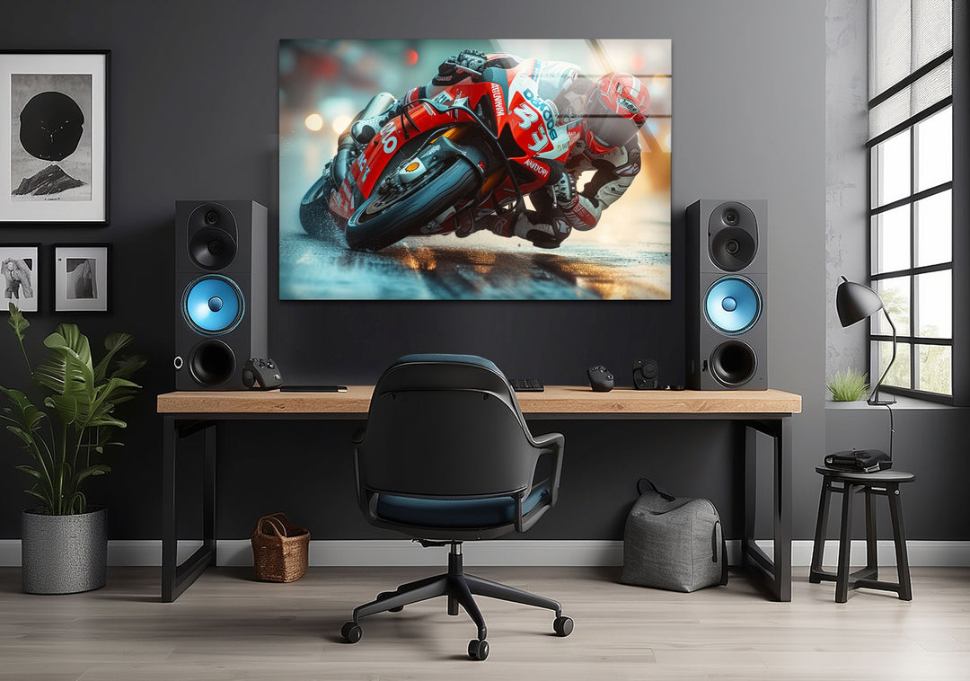 Motorcycle Racing Tempered Glass Wall Art - MyPhotoStation