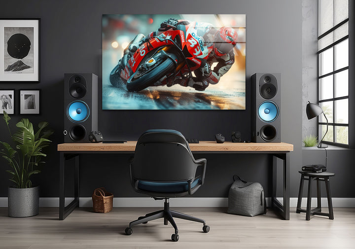 Motorcycle Racing Tempered Glass Wall Art - MyPhotoStation