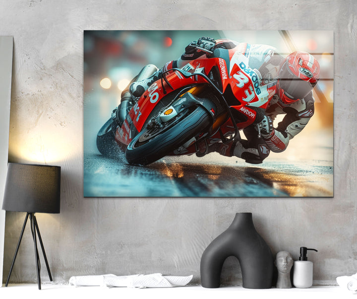 Motorcycle Racing Tempered Glass Wall Art - MyPhotoStation