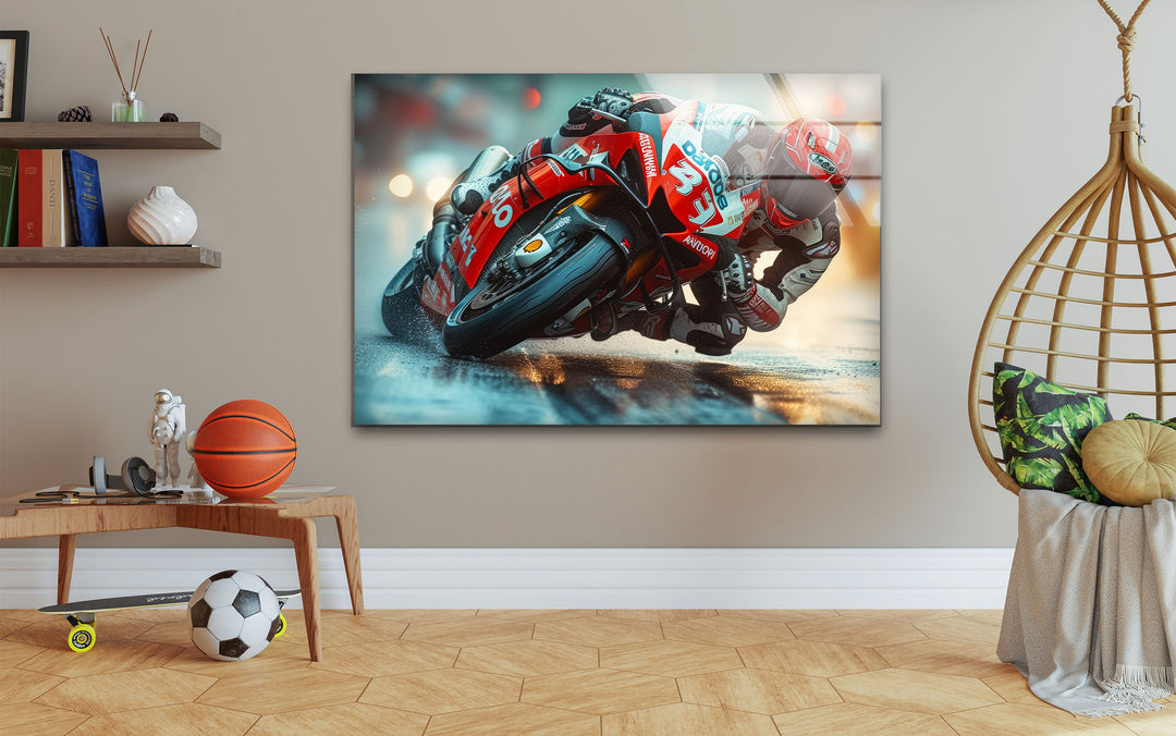 Motorcycle Racing Tempered Glass Wall Art - MyPhotoStation