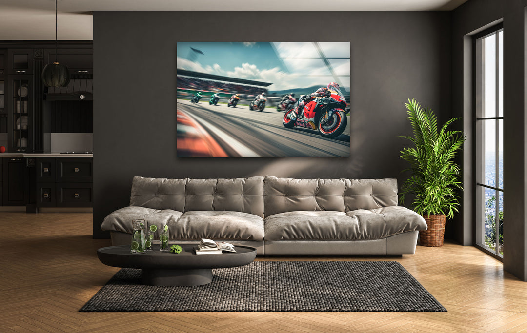 Motorcycle Racing Tempered Glass Wall Art - MyPhotoStation