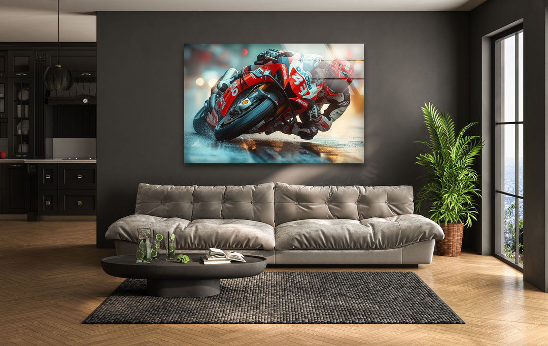 Motorcycle Racing Tempered Glass Wall Art - MyPhotoStation