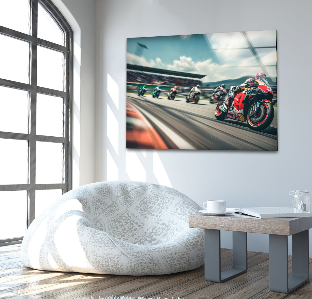 Motorcycle Racing Tempered Glass Wall Art - MyPhotoStation