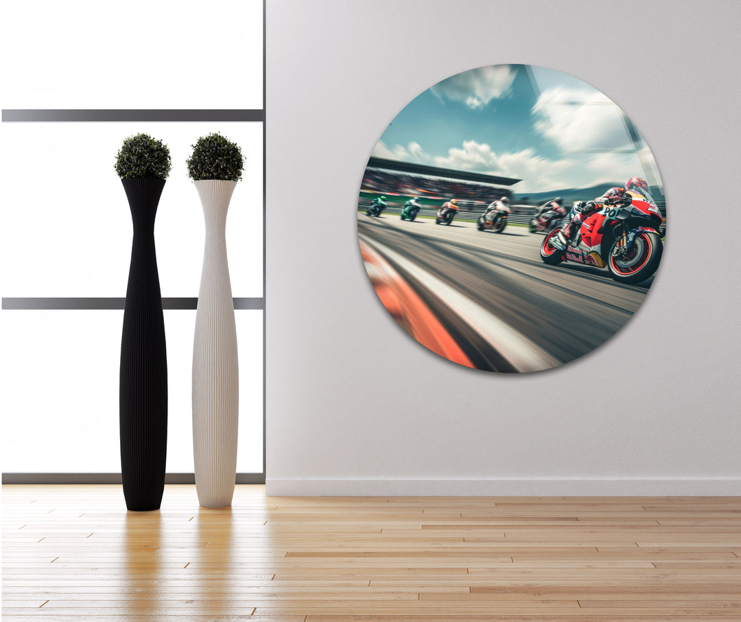 Motorcycle Racing Tempered Glass Wall Art - MyPhotoStation