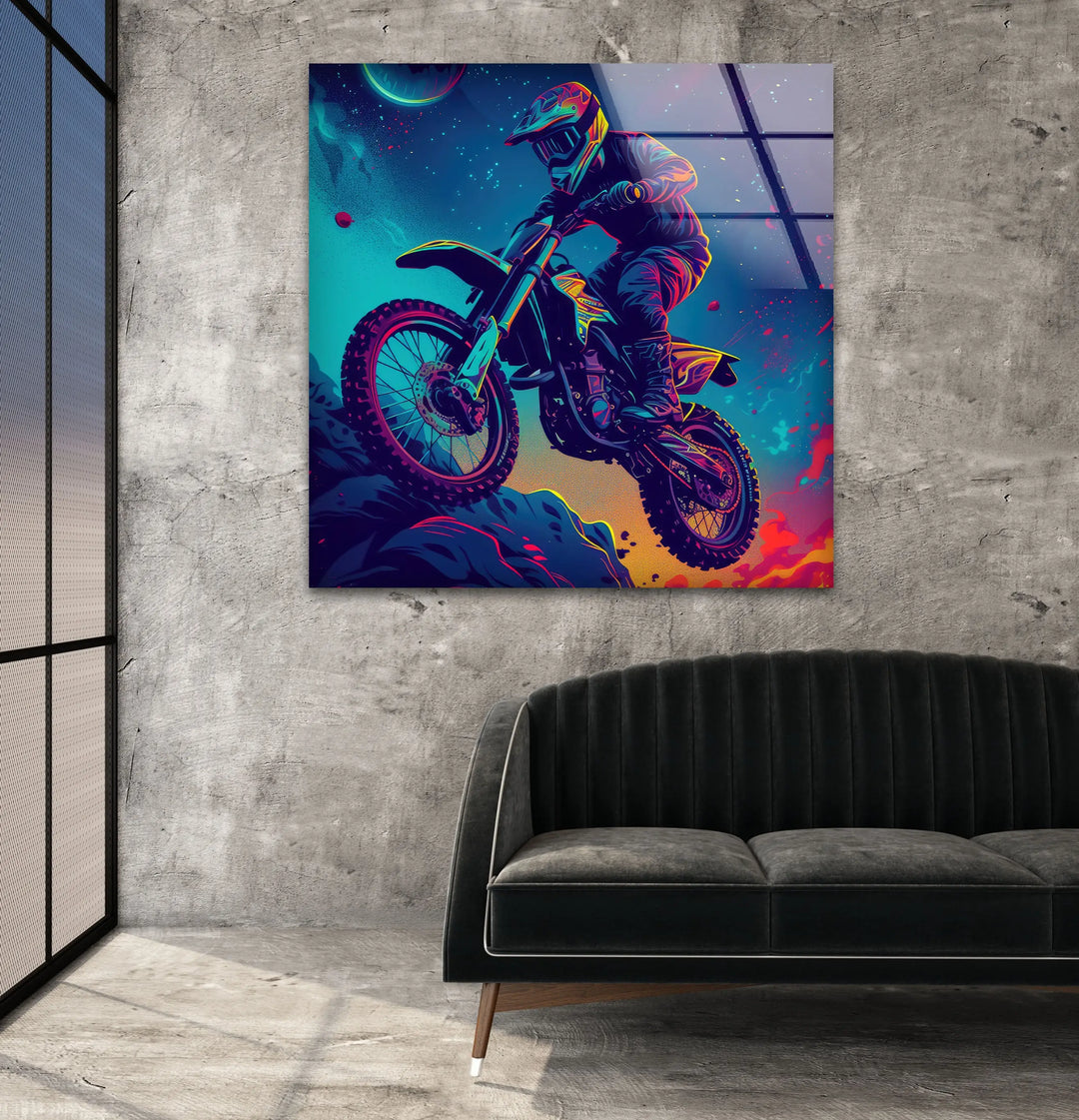 Motorcycle Rider Tempered Glass Wall Art - MyPhotoStation