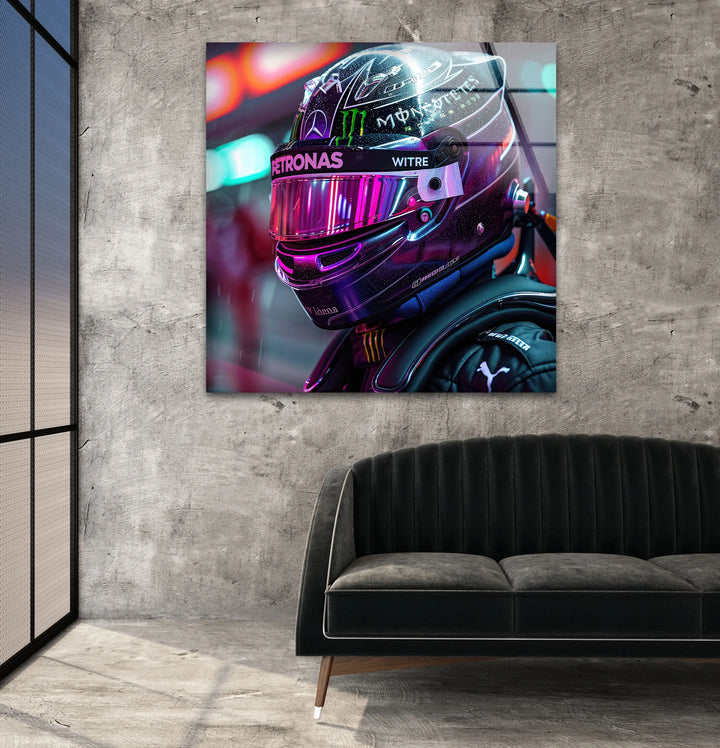 Motorcycle Rider Neon Glass Wall Art glass art painting, glass art for the Wall
