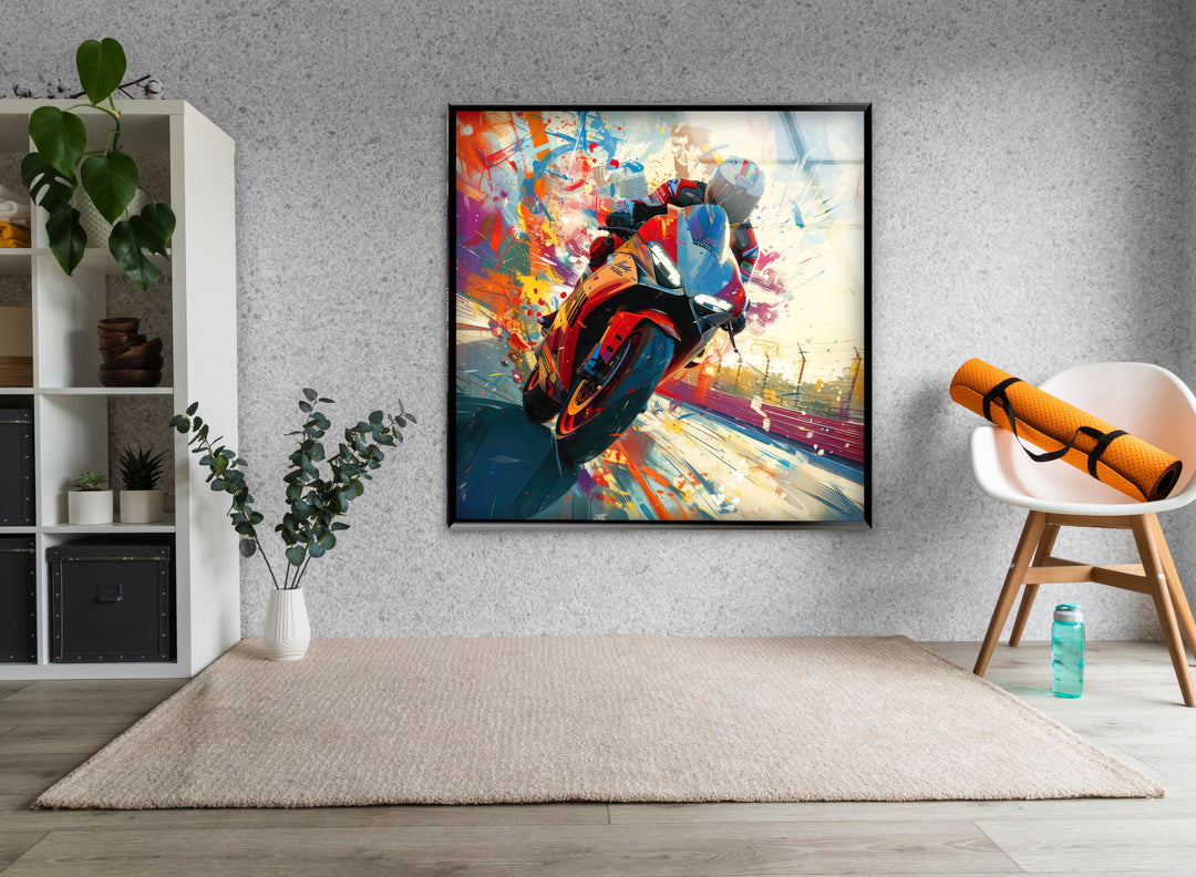 Motorcycle Rider Tempered Glass Wall Art - MyPhotoStation