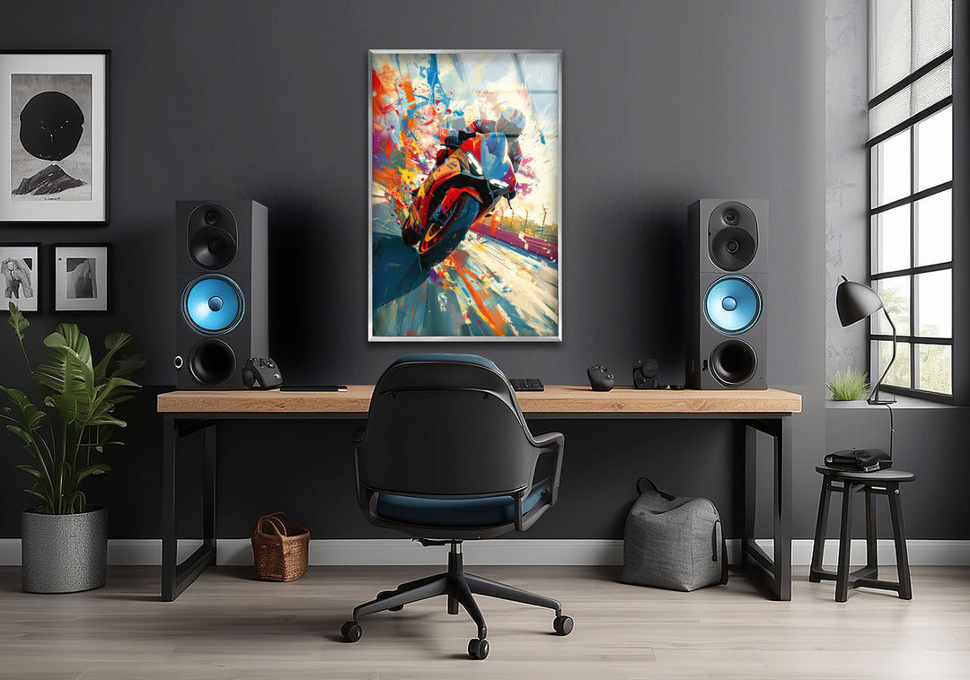 Motorcycle Rider Tempered Glass Wall Art - MyPhotoStation