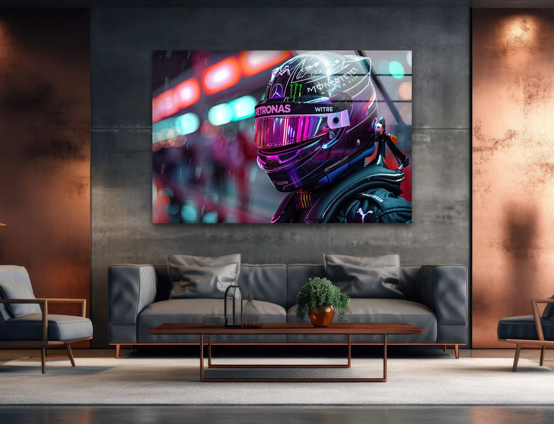 Motorcycle Rider Neon Glass Wall Art large glass photo prints, glass wall photos
