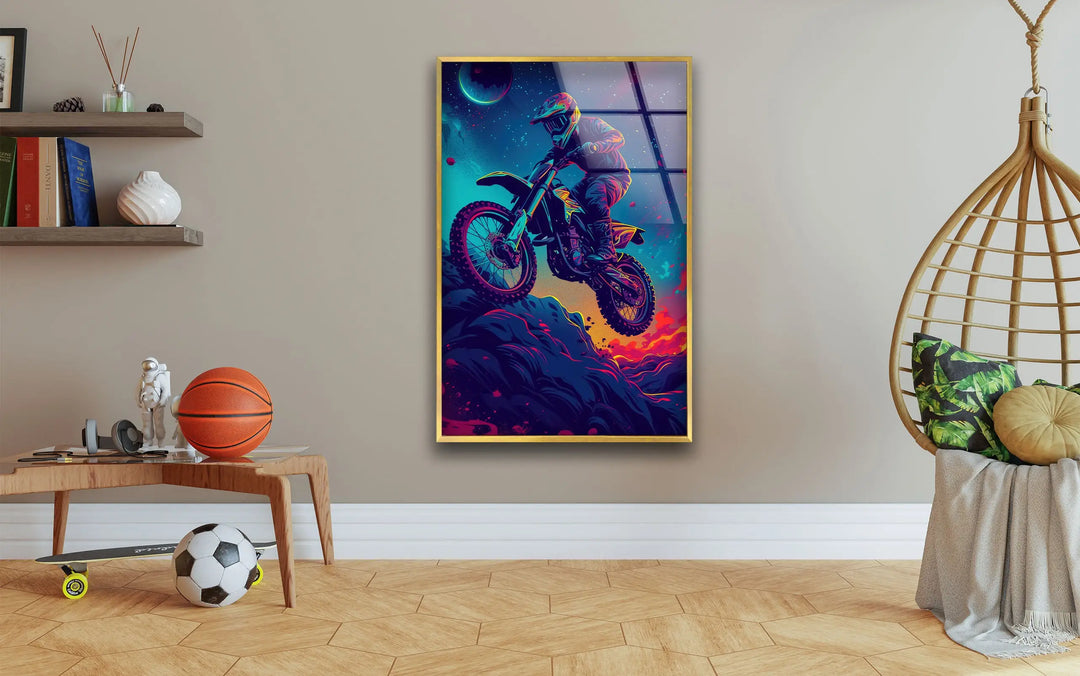 Motorcycle Rider Tempered Glass Wall Art - MyPhotoStation