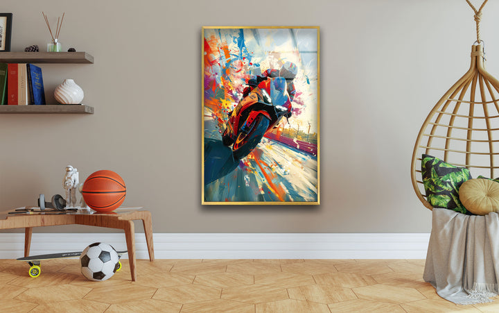 Motorcycle Rider Tempered Glass Wall Art - MyPhotoStation