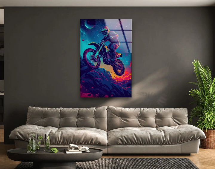 Motorcycle Rider Tempered Glass Wall Art - MyPhotoStation