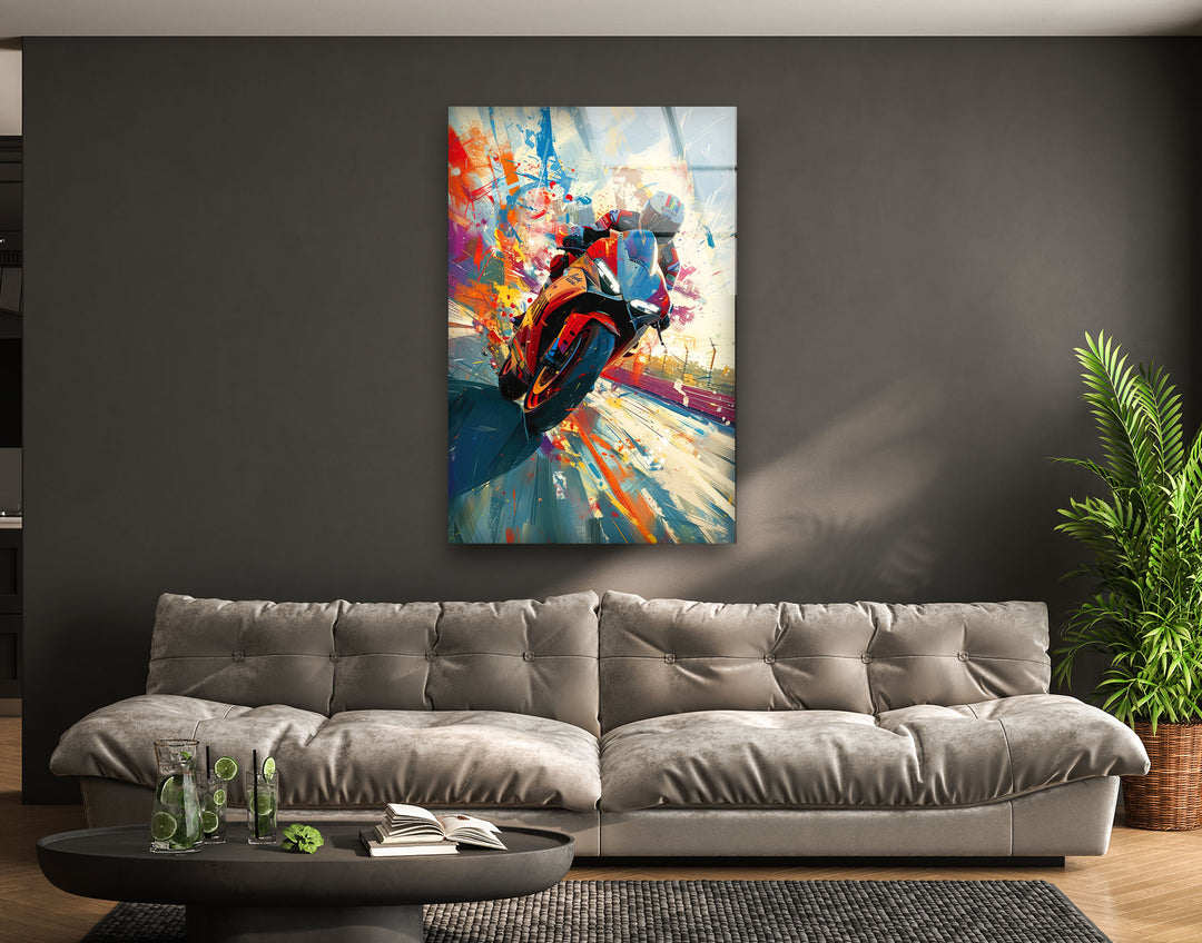 Motorcycle Rider Tempered Glass Wall Art - MyPhotoStation