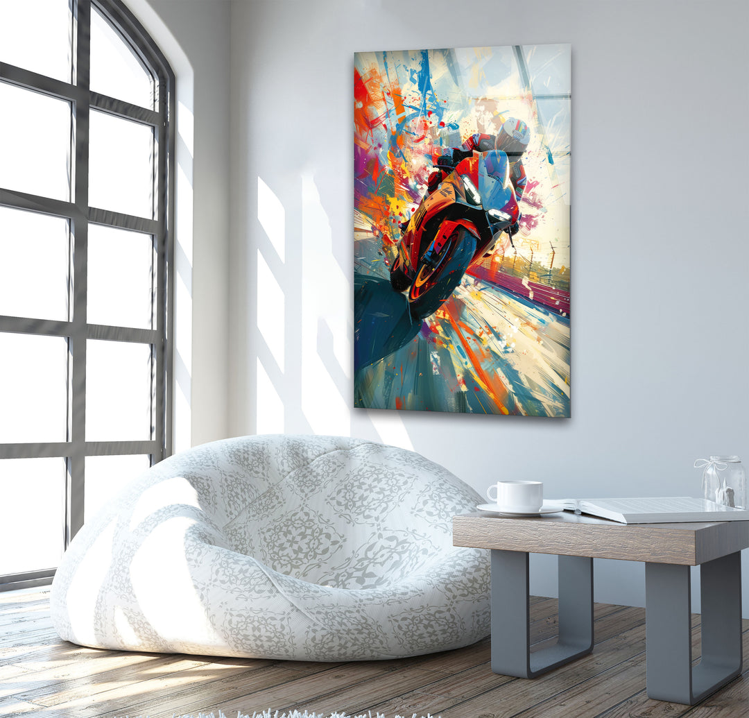 Motorcycle Rider Tempered Glass Wall Art - MyPhotoStation